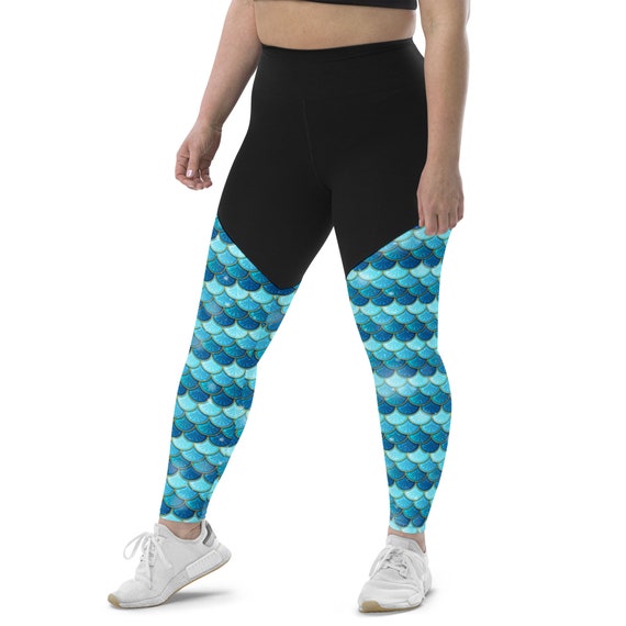 Mermaid Scales Printed Compression Leggings Workout Fitness Leggings Nautical Yoga Pants Sports Gym Leggings Plus Size Designer Leggings Etsy