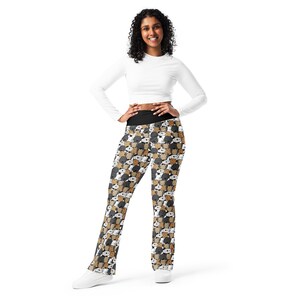 Puppy Dogs Printed Flared Legging Pants for Women, Crazy Dog Lady Pants, Dog Owner Dog Mom Dog Lover Gift for Her, High Waist Dogs Legging