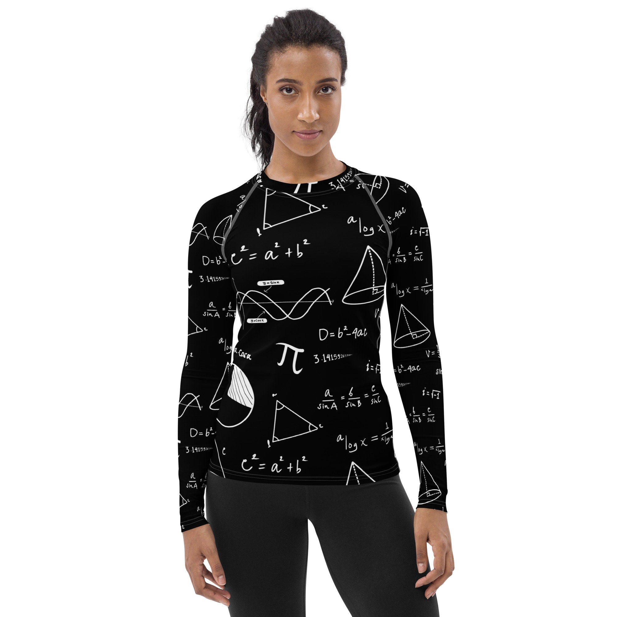 Geometry Math Equations Rash Guard, Fitness Rash Guard, Long Sleeve Yoga Guard, Math Nerd Gifts, Women Activewear, Jiu Jitsu BJJ Rash Guard