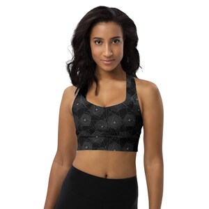Cobwebs Sports Bra, Spooky Spiderwebs Printed Sports Bra, Women Sports Bra, Athletic Bra, Gym Workout Bra, Yoga Bra, Fitness Bra, Goth Gifts