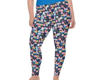 Busy City Nights Printed Women Leggings, Travel Gift, All Over Print, Gym Workout Fitness Plus Size Leggings, Yoga Pants, Womens Activewear