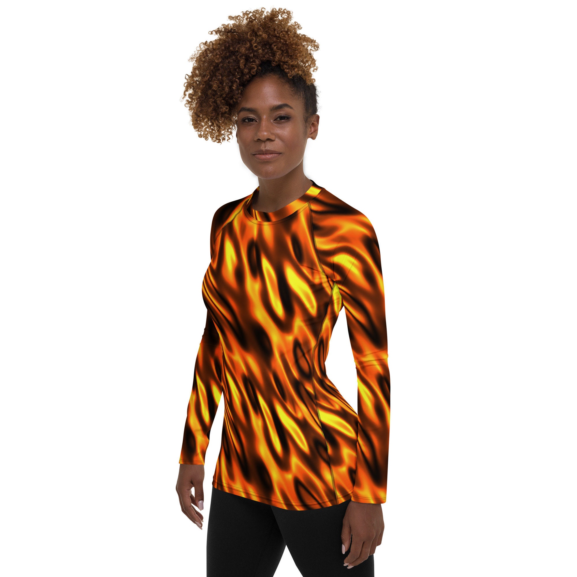 Fire Flames Printed Women Rash Guard Rash Guard Long - Etsy