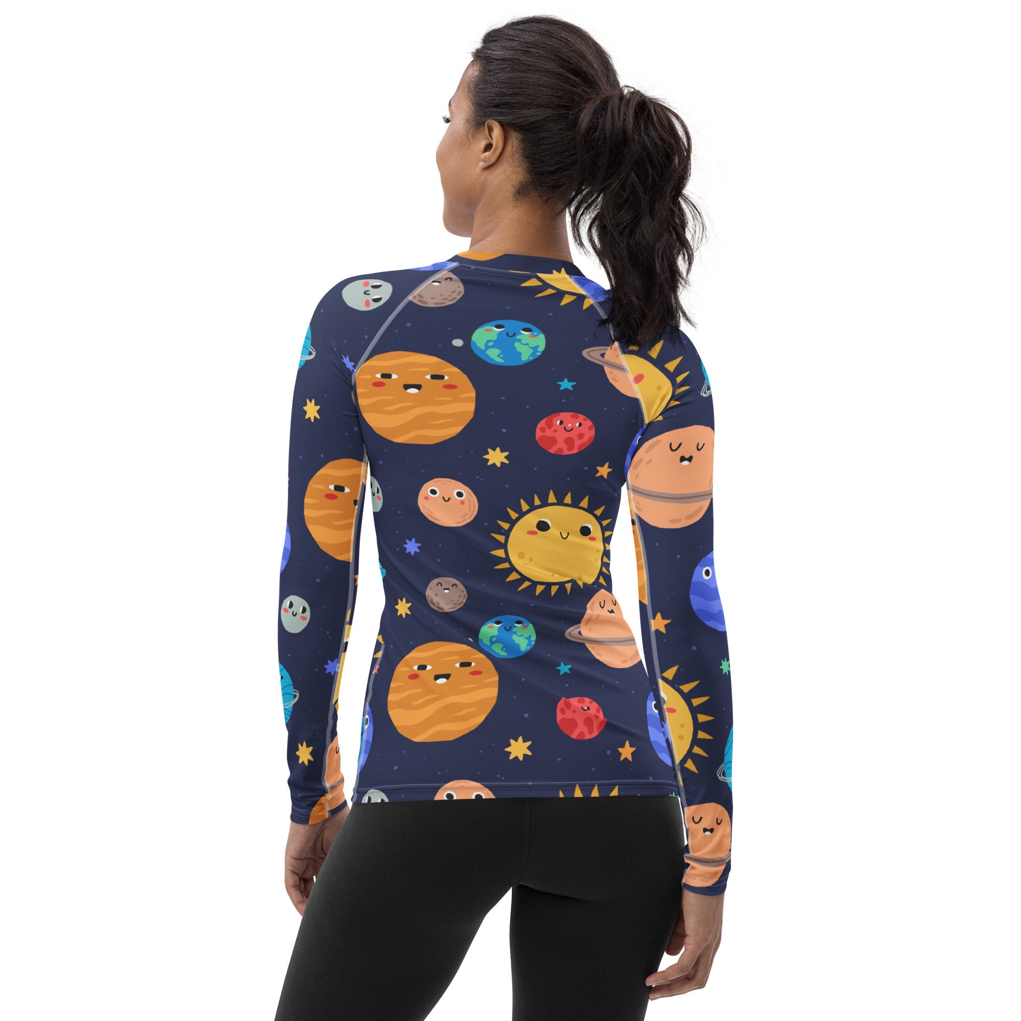 Universe Planets Rash Guard Outer Space Galaxy Yoga Workout - Etsy