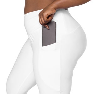 Solid White Leggings for Women, Stylish Workout Leggings, High Waist Plus Size Yoga Pants, Soft Stretchy Gym Plain White Leggings, Gifts