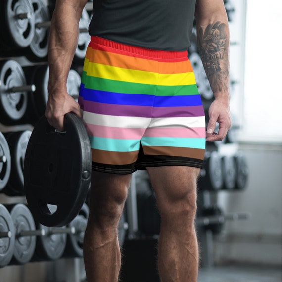 Gay Pride Shorts Mens Rainbow Flag Shorts Athletic Gym Etsy