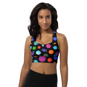 Solar System Sports Bra, Planets Printed Sports Bra, Women Sports Bra, Athletic Bra, Gym Workout Bra, Yoga Bra, Fitness Bra, Science Gifts