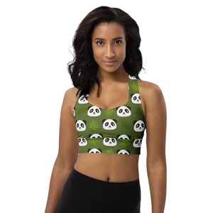 Panda Bears Printed Sports Bra, Panda Pattern Women Sports Bra, Sexy Sports Bra, Fitness Workout Bra, Women Training Bra, Pandas Activewear