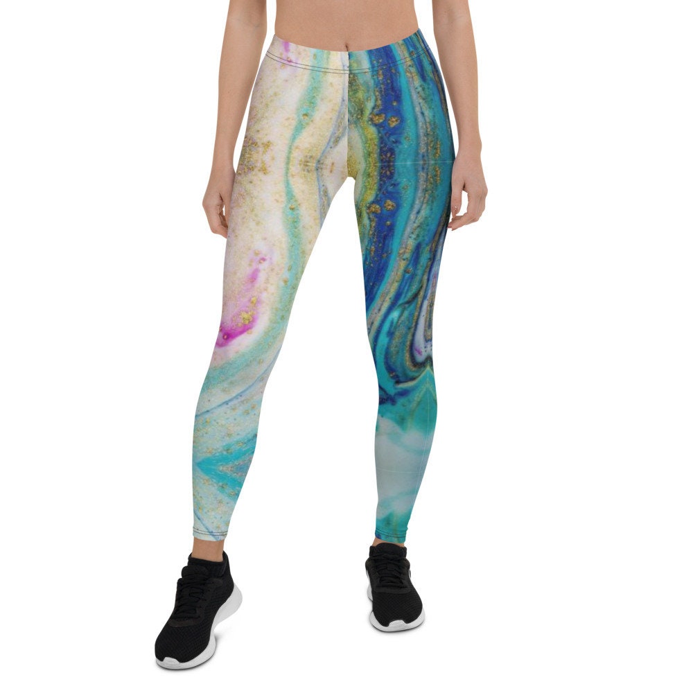 Rainbow Marble Leggings for Women Soft 