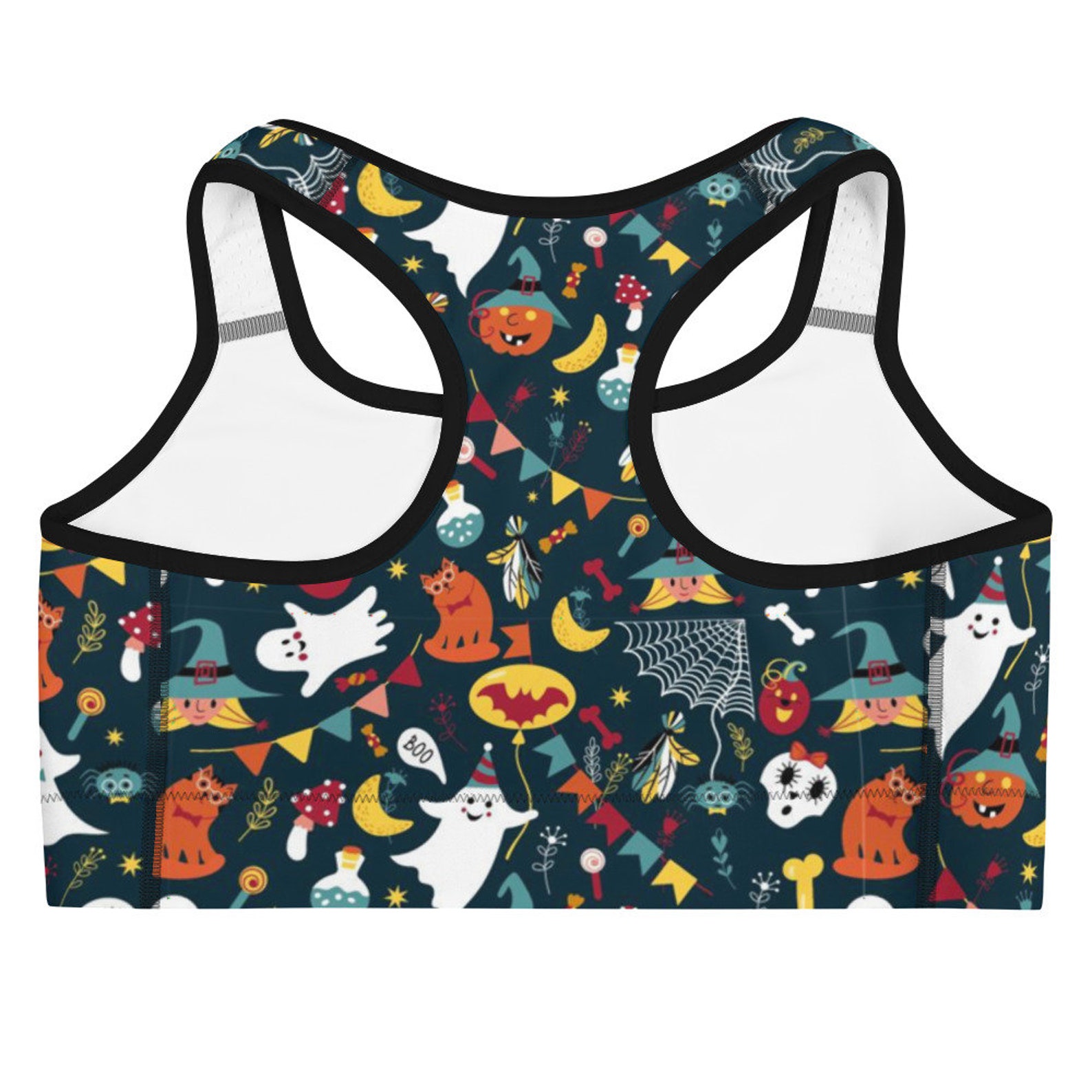 Halloween Sports bra Witch Black Cat in Hat Pumpkin Ghost Etsy