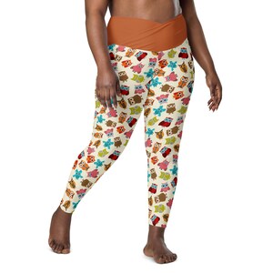 Owl Lover Leggings for Women, Plus Size Bird Print Leggings, Workout Leggings, Crossover High Waist Leggings with Pockets,Fitness Yoga Pants