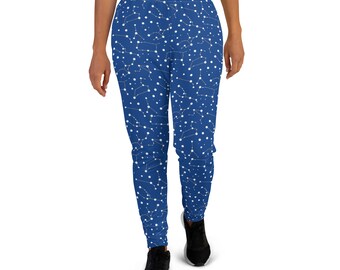 Moon Stars Printed Jogger Sweatpants for Women, Universe Galaxy Yoga Pant Leggings, Celestial Exercise Lounge Pants, Moon Lover Gift for Her