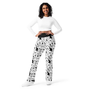 Puppy Dogs Printed Flared Legging Pants for Women, Crazy Dog Lady Pants, Dog Owner Dog Mom Dog Lover Gift for Her, High Waist Dogs Legging