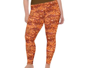Bacon Food Printed Leggings for Women, Gym Workout Leggings, Yoga Pants, Exercise Leggings, Foodie Gift, Plus Size Leggings, Bacon Lover