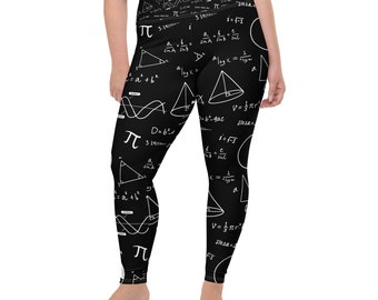 Geometry Math Leggings, Mathematics Leggings, Math Equations Leggings, Math Nerd Geek Gifts, Yoga Workout Leggings, Plus Size Running Pants