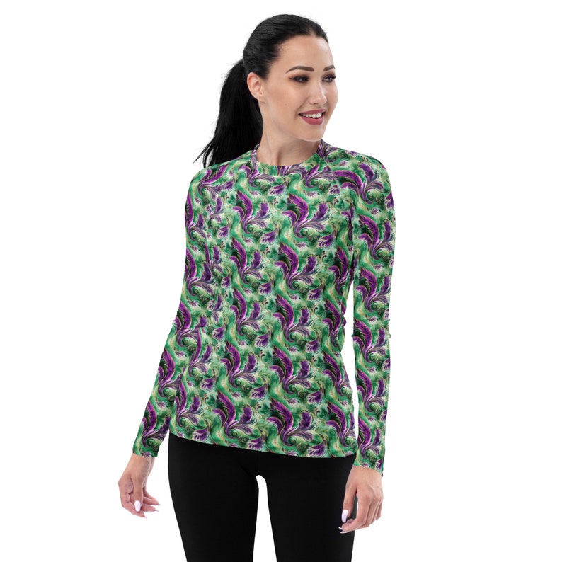 Peacock Feathers Womens Rash Guard, Swim Surf Shirt, Animal Printed ...