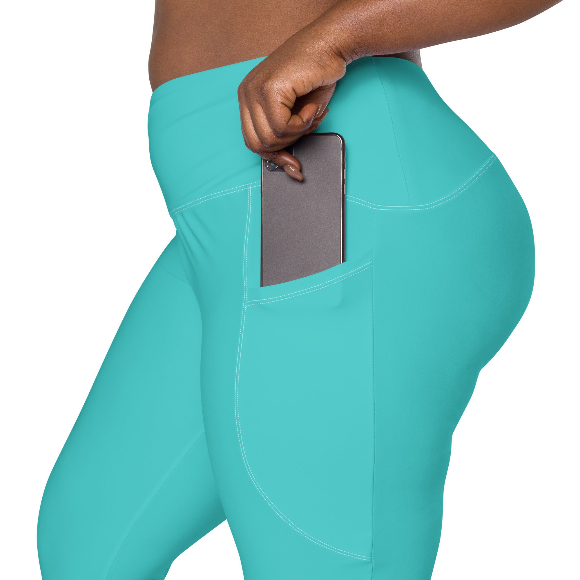 Turquoise Leggings Womens Running Leggings Non See Through Workout