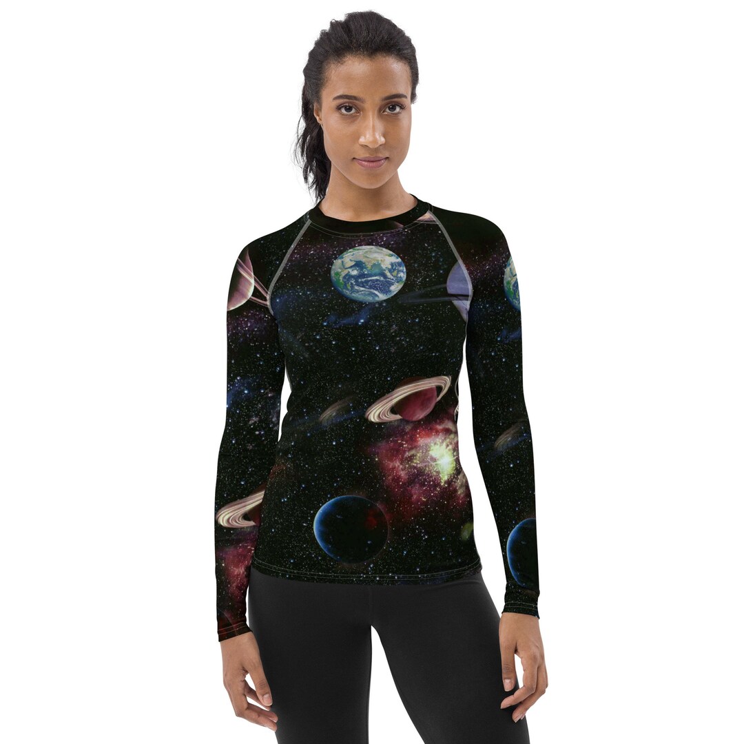 Universe Galaxy Rash Guard, Outer Space Astronomy Yoga Workout Fitness ...