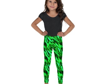 Fire Flame Leggings, Girls Leggings, Printed Toddler Leggings, Soft Stretch Leggings, Nature Elements Activewear Leggings, Kids Costume gift