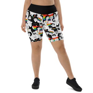 LGBTQ Gay Pride Parade Biker Shorts Women, Lesbian Pride Shorts, Gym Workout Running Athletic Short, All Over Print, Lesbian Gift, Plus Size