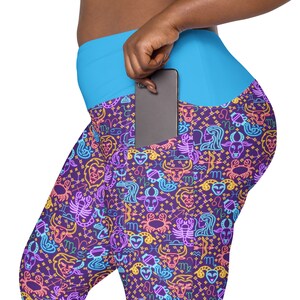 Astrology Horoscope Printed Leggings for Women, Stylish Workout Leggings, High Waist Plus Size Yoga Pants, Soft Stretchy Gym Leggings, Gifts