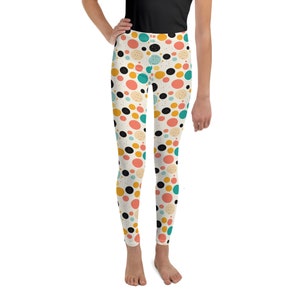 Polka Dots Printed Leggings for Kids/Youth, Kids Tights, Children Leggings, All Over Print Soft Stretch Girls Leggings, Gifts for Kids