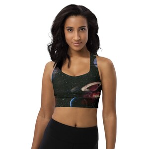 Solar System Sports Bra, Planets Printed Sports Bra, Women Sports Bra, Athletic Bra, Gym Workout Bra, Yoga Bra, Fitness Bra, Science Gifts