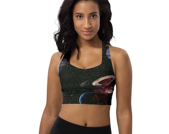 Solar System Sports Bra, Planets Printed Sports Bra, Women Sports Bra, Athletic Bra, Gym Workout Bra, Yoga Bra, Fitness Bra, Science Gifts