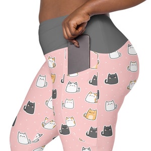 Cats Kitty Leggings Women, Kitty Leggings, Plus Size Leggings, Crazy Cat Lady, Cat Lover Cat Mom Gift, Cat tights,Yoga Workout Pant Leggings