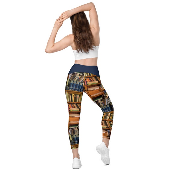 Buy Book Worm Patterned Leggings for Women, Plus Size Workout Leggings,  Crossover High Waist Librarian Leggings With Pockets, Fitness Yoga Pants  Online in India 