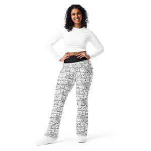 Kitty Cats Printed Flared Legging Pants for Women, Crazy Cat Lady Pants, Cat Owner Cat Mom Cat Lover Gift for Her, High Waist Kitten Legging