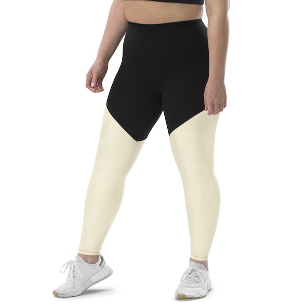 Beige Printed Compression Leggings, Workout Fitness Leggings, Tan Yoga Pants, Sports Gym Athletic Leggings, Plus Size Designer Leggings