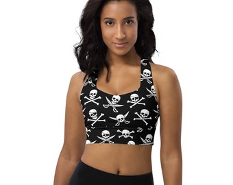 Pirates Pattern Sports Bra for Women, Printed Women Bra, Training Bra, Exercise Bra, Yoga Sport Bra, Athletic Fitness Bra, Pirate Sportswear