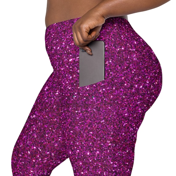 Purple Sparkly Leggings Womens Leggings 