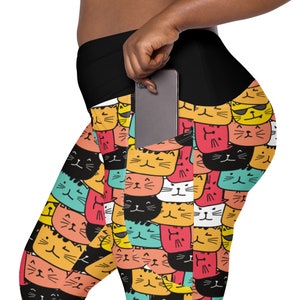 Cats Kitty Leggings Women, Kitty Leggings, Plus Size Leggings, Crazy Cat Lady, Cat Lover Cat Mom Gift, Cat tights,Yoga Workout Pant Leggings