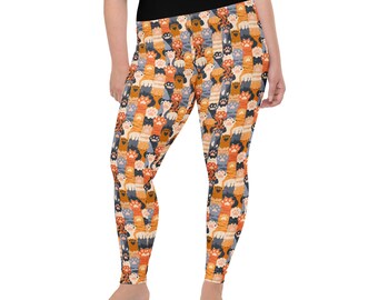 Kitty Paws Printed Women Leggings, Cat Lover Gifts, Cat Mom Gift, Kitten AOP Streetwear Leggings, Yoga Pant, Gym Workout Leggings, Plus Size