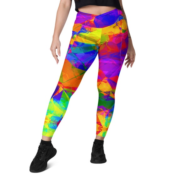 Vibrant Colors Leggings for Women, Crossover Leggings With Pockets,  High-waisted Leggings, Sizes 2XS 6XL, Plus Size Womens Leggings 