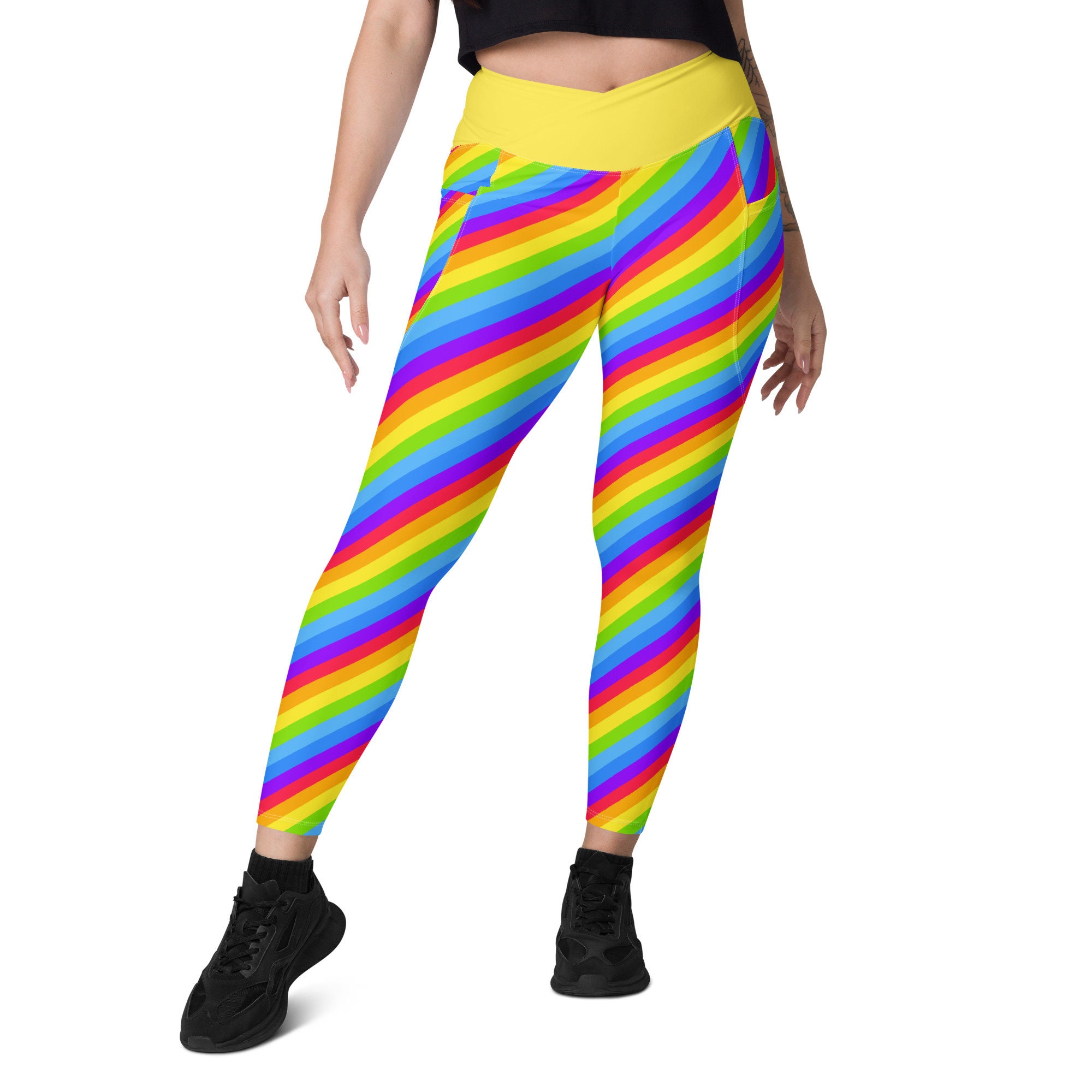 Rainbow Striped Leggings LGBTQ Leggings for Women High Waist Yoga Fitness Lesbian Leggings With Pockets Soft Stretch Gay Pride Leggings Etsy