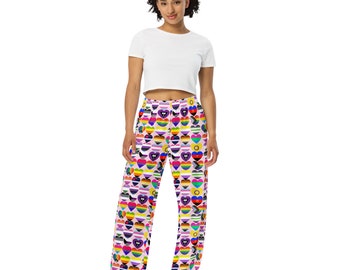 LGBTQ Pride Flags Pantalones PJ unisex, cómodos pantalones lounge con bolsillos, pantalones de cintura elástica con estampado completo, pantalones arco iris del orgullo gay lésbico LGBT