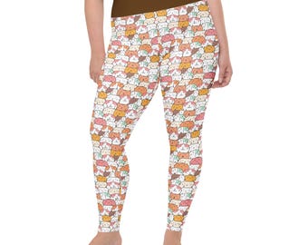 Kitty Cats Printed Women Leggings, Cat Lover Gifts, Cat Mom Gift, Kitten AOP Streetwear Leggings, Yoga Pant, Gym Workout Leggings, Plus Size