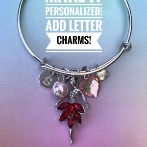Red Charm Bracelet, Dance Bangle, Ballet Dancer Charm, Gifts for Her, Ballerina Gift, Personalized Gift, Personalized Dance Necklace