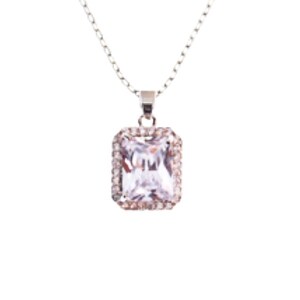 Cubic Zirconia Rectangle Pendant Necklace, Clear Cubic Zirconia Pendant, Wedding Necklace, Minimalist Dainty Bridal Necklace