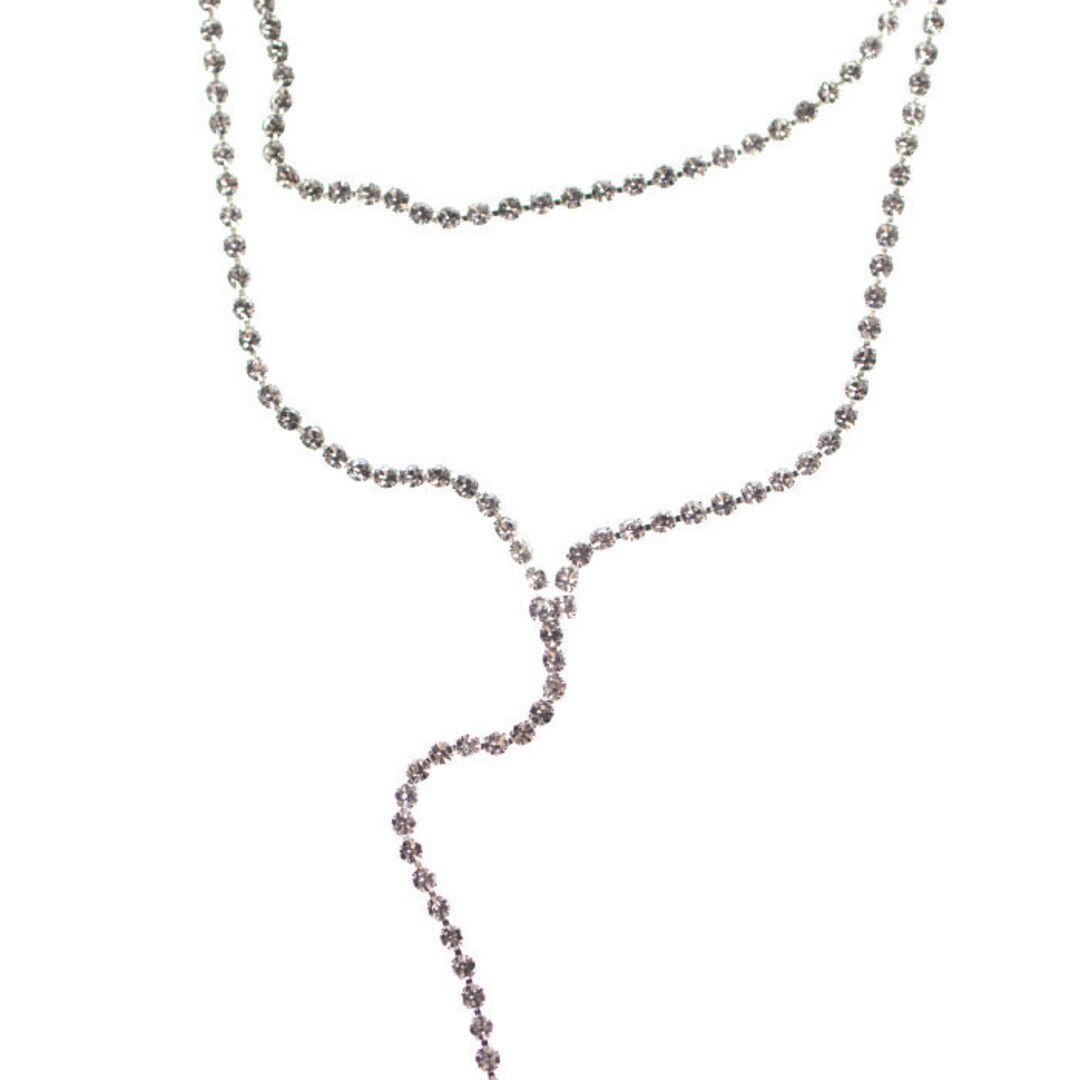 Multi Layer Drop Chain Necklace, Mini Crystal Multi Chain Necklace