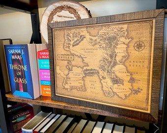 Throne of Glass Map, Wood Engraved Map of Erilea