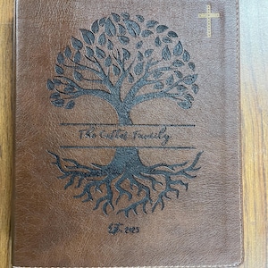 PERSONALIZED NIV Journaling Bible - Family Tree Design - Add Your Name and Established Date - Wedding Guestbook Idea