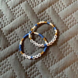 Obiwan Kenobi und Hello there Zitat inspirierte Perlenarmbänder. Handgemachte Nerd Armband Set