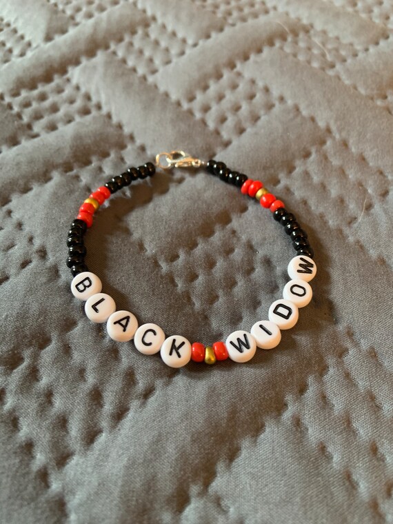 Black Widow or Natasha Romanoff inspired beaded bracelet. Avenger black widow beaded bracelet