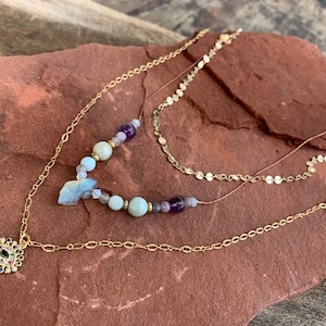 Evil eye charm gold plated water proof gemstone necklace