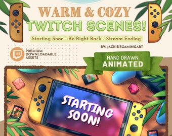 3 Animated Twitch Scenes | Warm, Cozy Gamer | Switch Gaming | Retro |Sunny Day | D&D | Starting Soon | BRB | Stream Ending