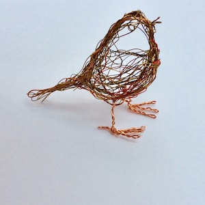 Wire sculpture bird Robin, ornament, wire bird robin, life size