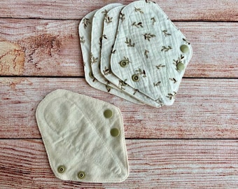 6" Reusable Thong Panty liner set, Organic Cloth pads, small panty liners, Extra-Thin, ZERO WASTE sanitary pads